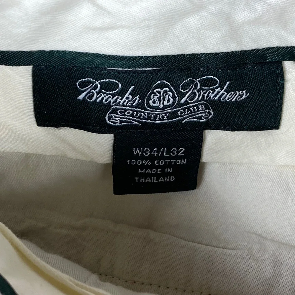 Brooks Brothers Country Club Mens‎ 34x30 Khaki Pleated Cuffed Cotton Chino Pants